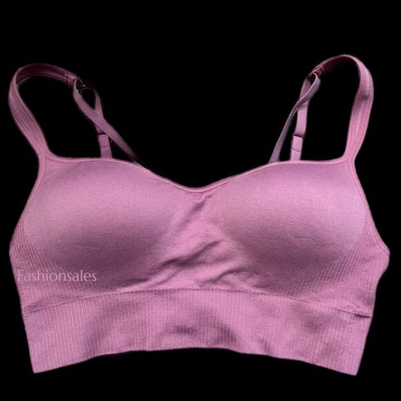 Victorias Secret Seamless Medium Support Padded Sport longline Bra mauve Medium - Picture 1 of 4